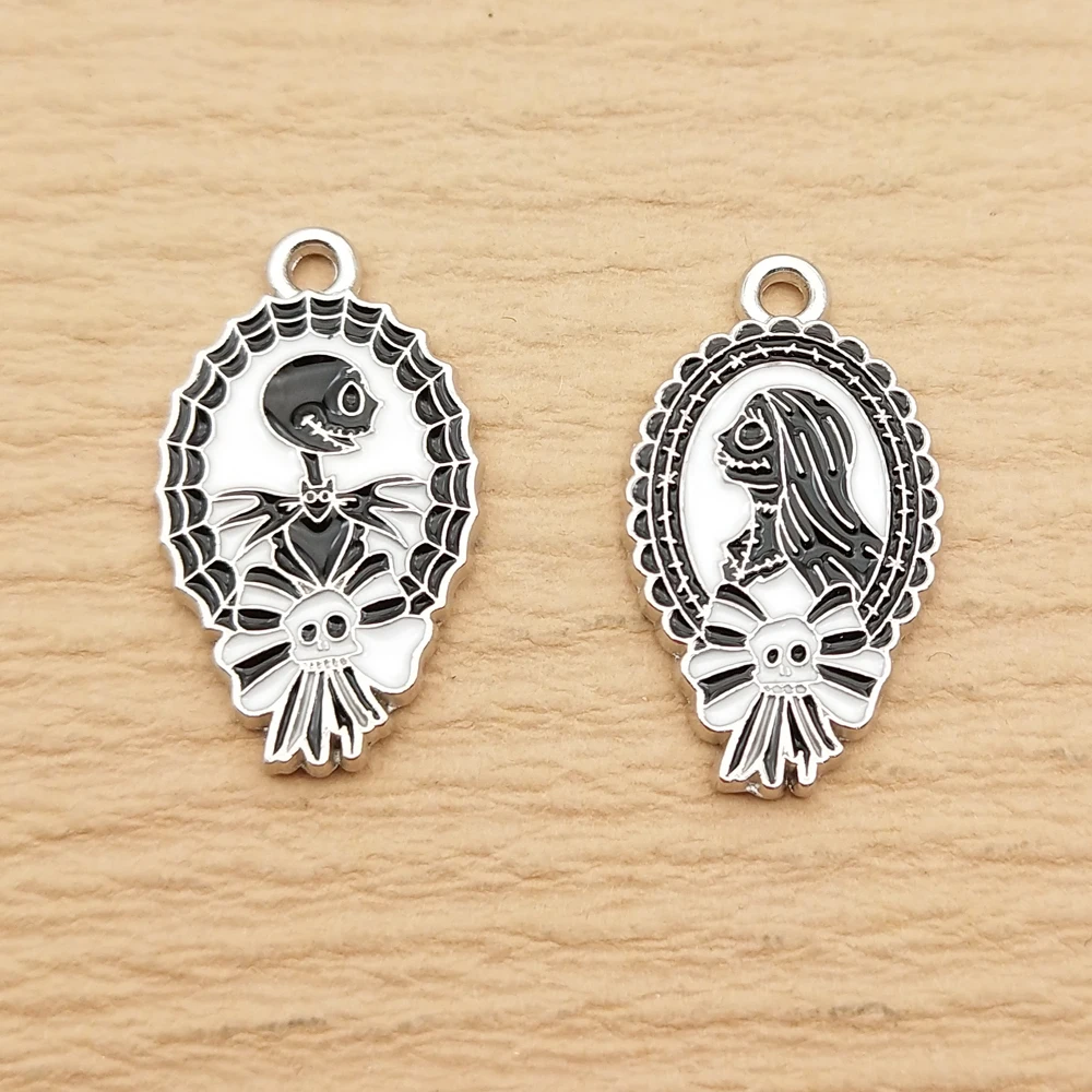 

10pcs Halloween Charm for Jewelry Making Enamel Necklace Earring Pendant Diy Accessories Making Alloy Metal White Plated