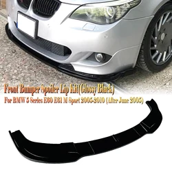 Alerón de parachoques delantero para BMW serie 5, E60, E61, M Sport, 2004-2010, apariencia de fibra de carbono/negro brillante, Kit de carrocería de divisor inferior