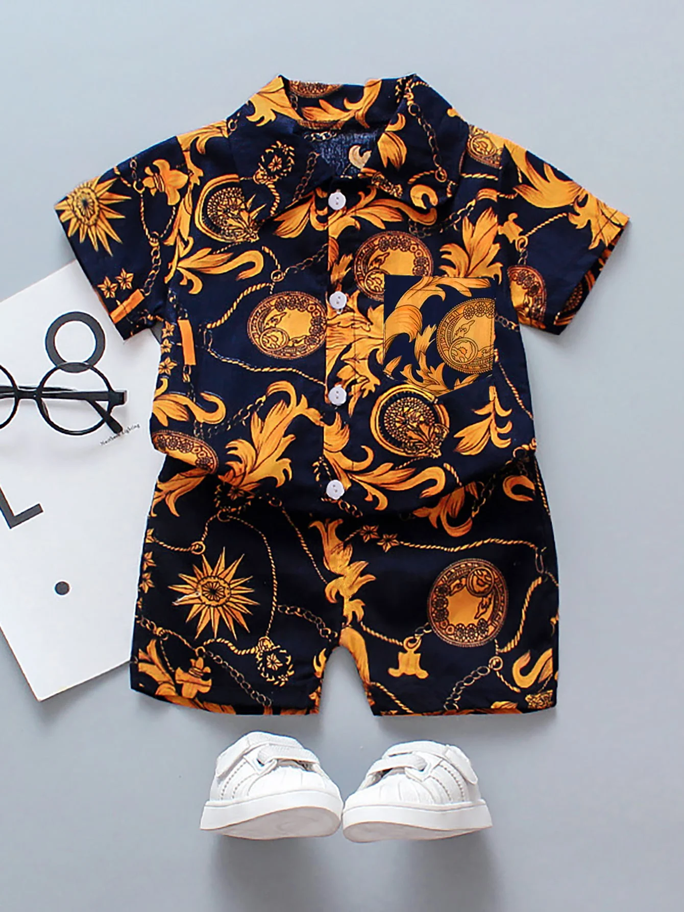 Baby Boy Summer Clothes Children\'s Clothing For Girls Cotton Toddlers Beach Style Print Costume Kids Unisex Short Outfit 2pcs