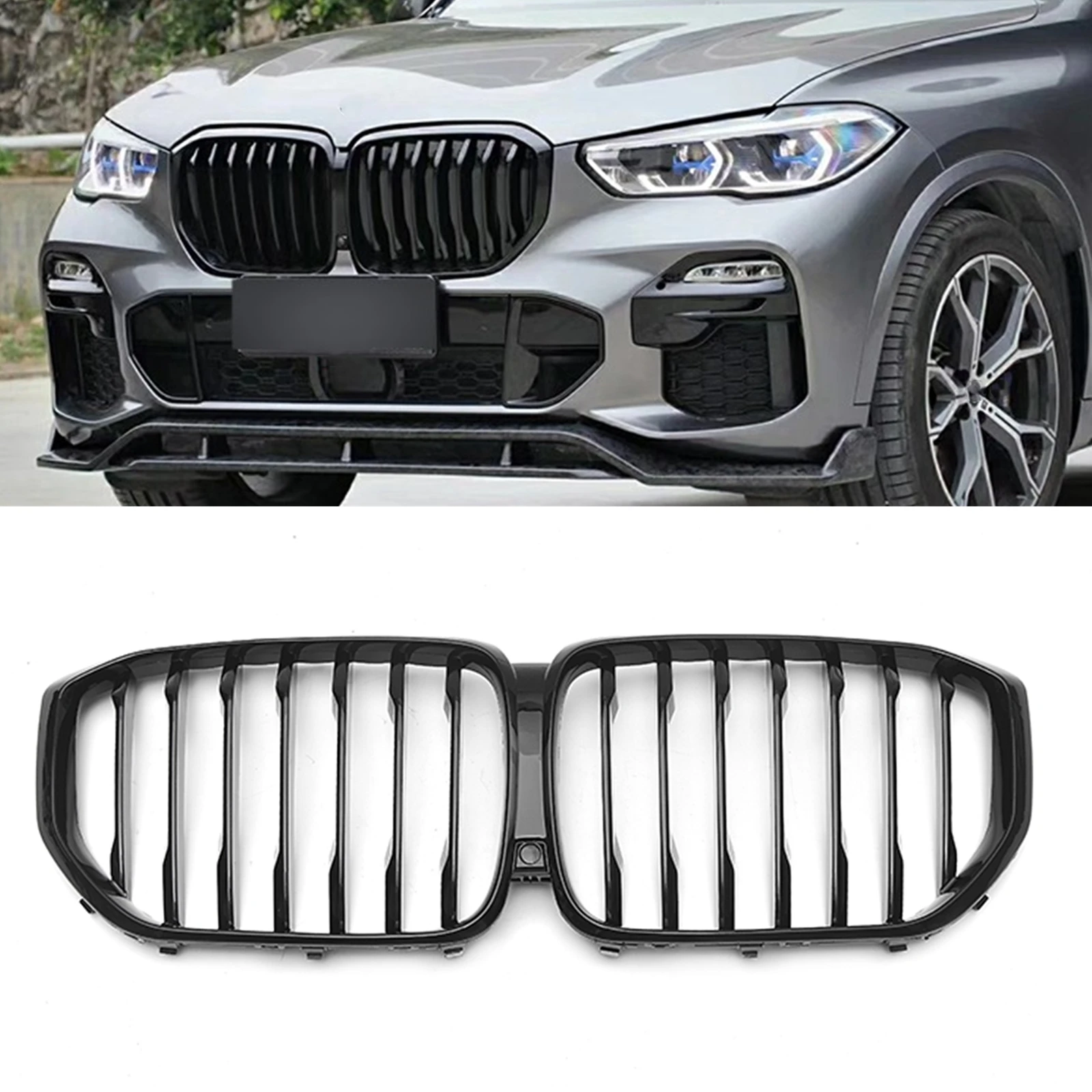 

Front Kidney Grille For BMW X5 G05 2019-2022 30d 40i 50i M50d X5M F95 Single Slat Style Car Upper Bumper Hood Mesh Grid Grills