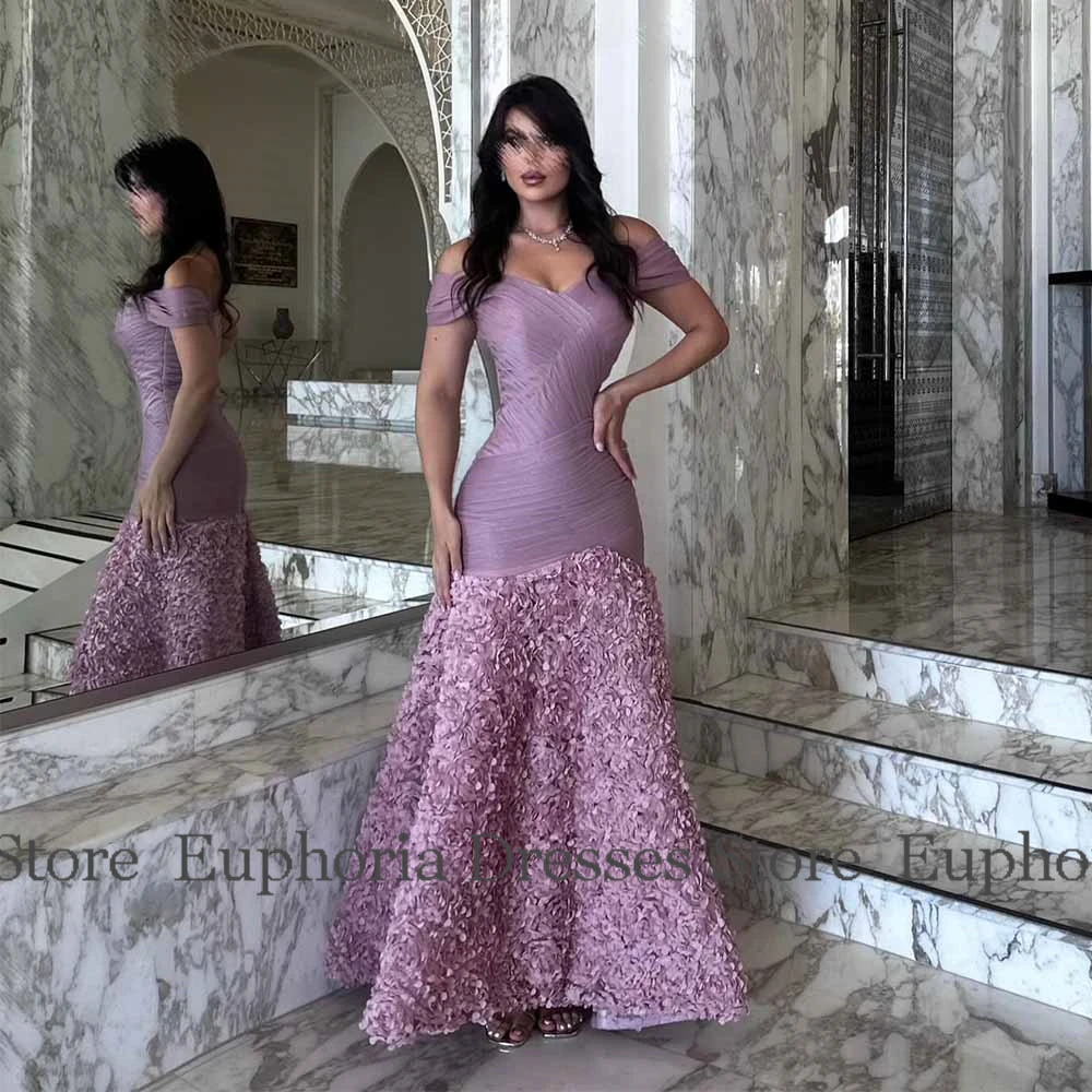 エレガントなパーティードレス レディース 2025 シフォン マーメイド/トランペット セレブリティドレス バーガンディ オフショルダー アップリケ付き イブニングドレス