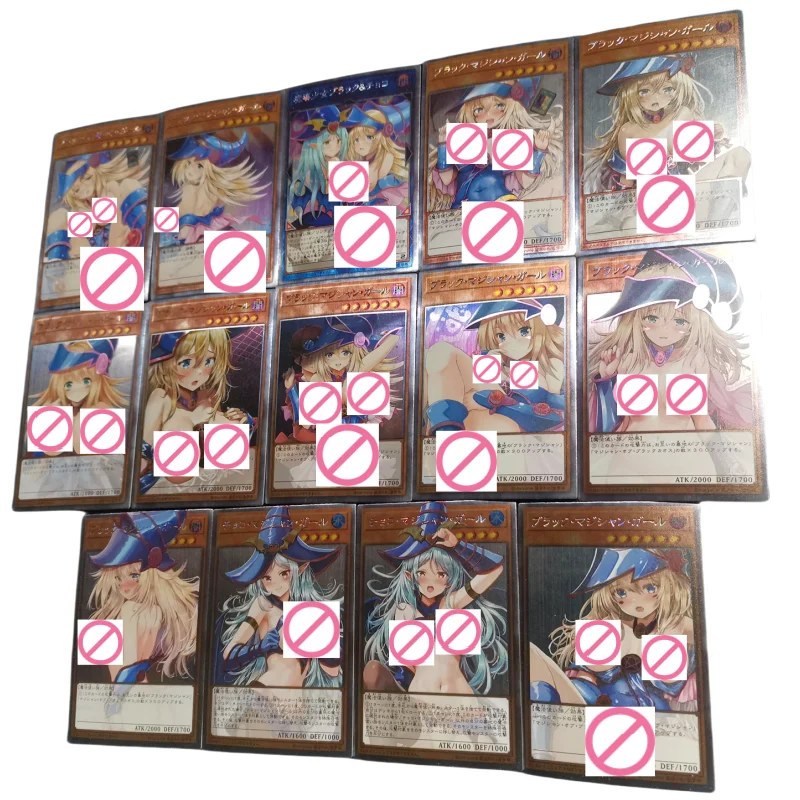 14Pcs/Set Yugioh Cards Sexy Black Magician Girl BMG Anime Game Characters Collection Restricted level DIY Flash Cards Toys Gift