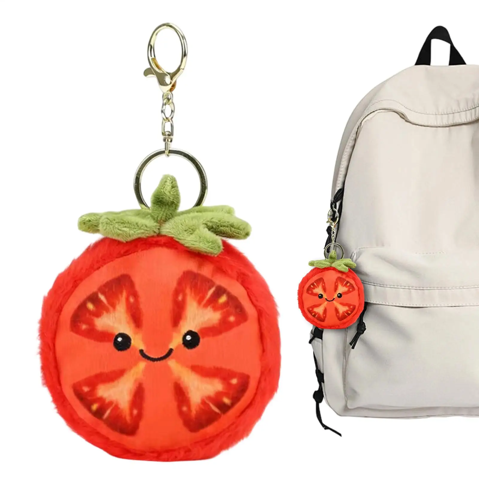 Tomato Keychain Plush Backpack Pendant Decorative Purse Ornament for Kids Teens Adults Students Teachers Office Travelers Travel