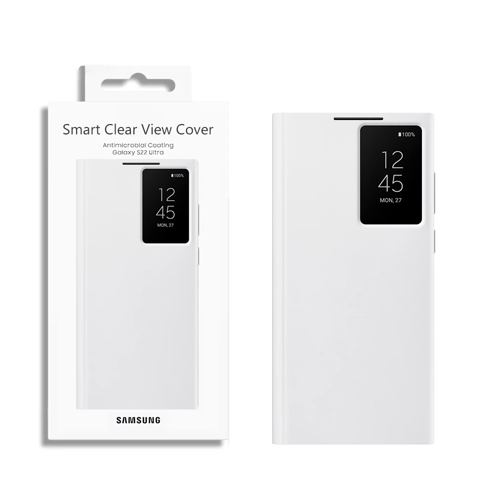Originele Voor Samsung Galaxy S22 Ultra Smart Clear View Cover Galaxy S22Ultra S-View Flip Smartphone Cover EF-ZS908