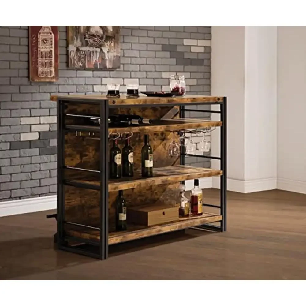 Contemporary Wine Bar Cabinet Industrial Style Dark Bronze Finish Coaster Furniture 130071