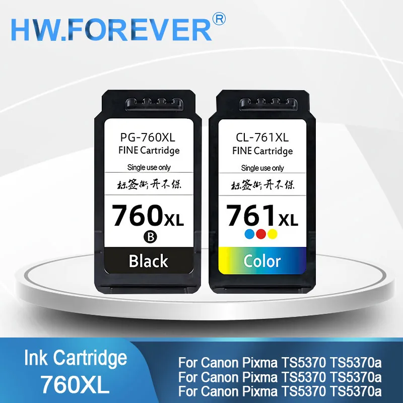 

PG760 PG-760 760XL CL761 CL-761 761XL Compatible Ink Cartridge For Canon Pixus TS5370 Printer Ink Cartridge
