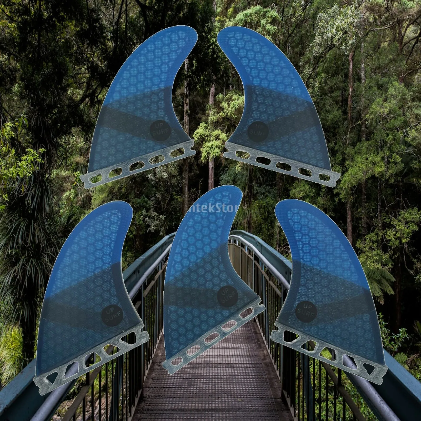 5 Pieces Honeycomb Surfboard Fins Translucent Fins with Honeycomb Pattern Curved