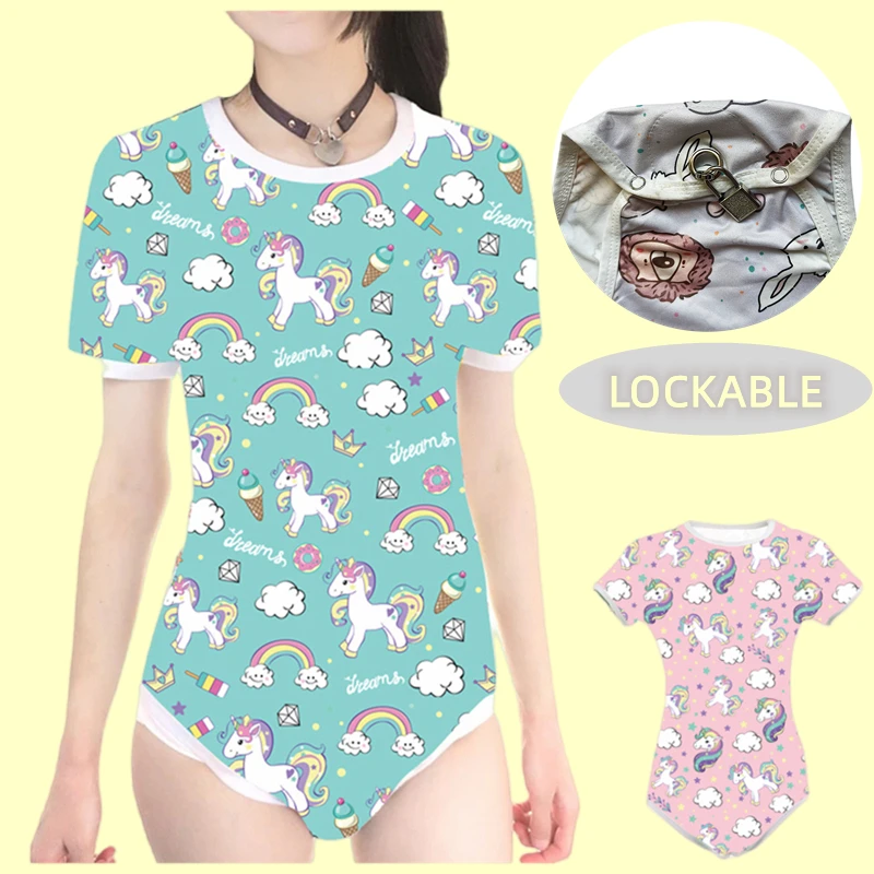 ABDL/DDLG Locking Adult Onesie Men Women Shirt Bodysuit Lockable Playsuit