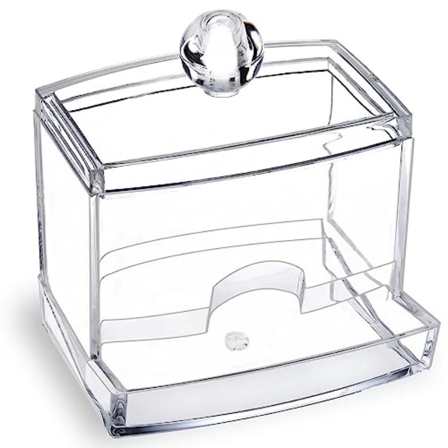 

10oz Clear Acrylic Small Qtip Holder, Swab Dispenser Cotton Ball Jars Bathroom Organizer with Lid