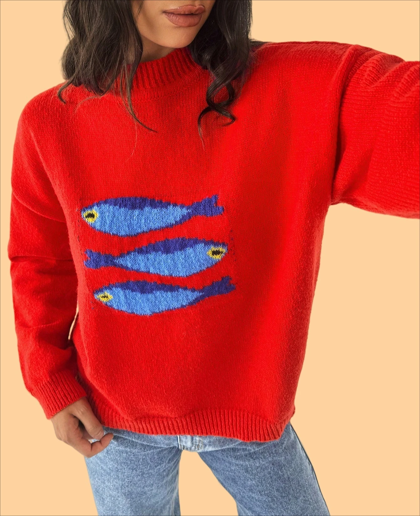 

2025 Knitted Round Neck Wool Blend Sweater Women's Loose Long-sleeve Top