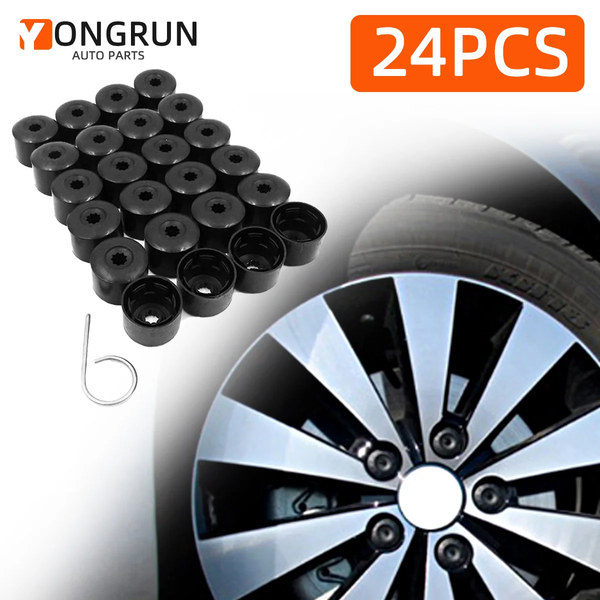 24pcs  17mm Suitable for Volkswagen models wheel hub dust cover screw cap tire anti-theft screw cover dust cover decorative cap