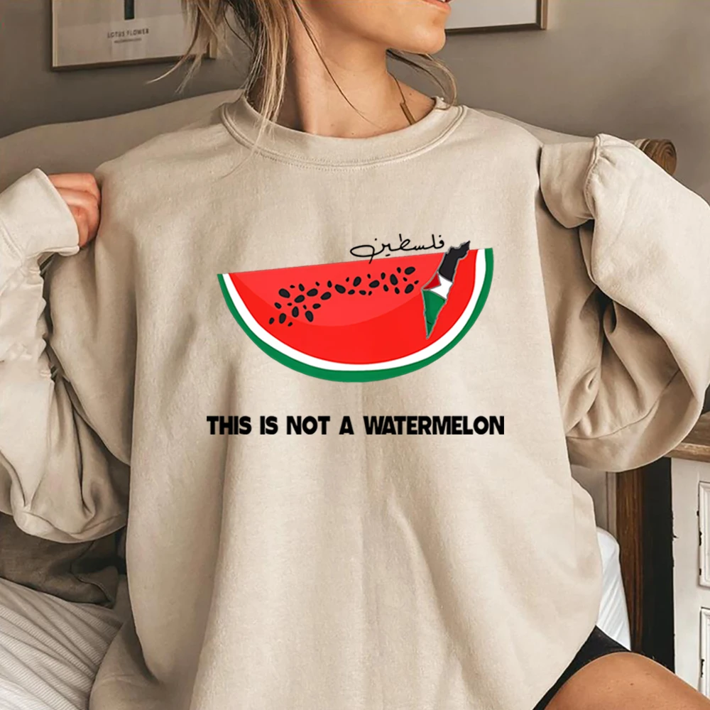 

This Is Not A Watermelon Sweatshirt "Ceci N'est Pas Une Pastèque" Tops Human Rights Hoodie Freedom Crewneck Sweatshirt Arab Gift