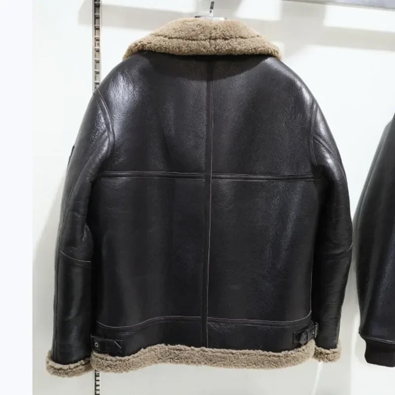 2022 Nature Fur Men Original Sheepskin Genuine Leather Jacket Male Motorcycle Jacket Real Leather Top Man Winter Coat