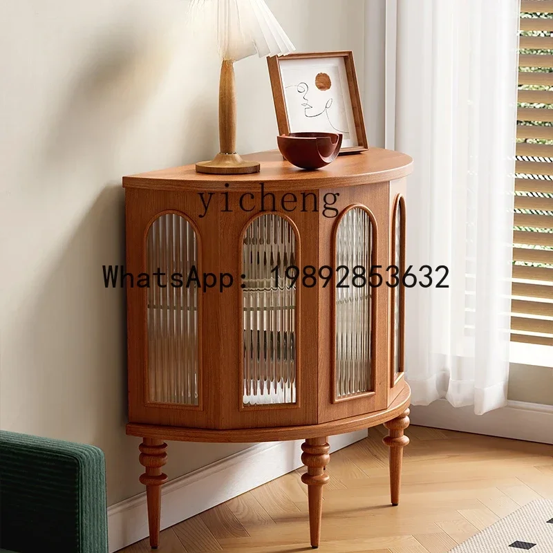 

X8 French Style Retro Porch Side Cabinet Retro Cherrywood Corridor Cabinet Middle Ancient Roman Living Room Storage