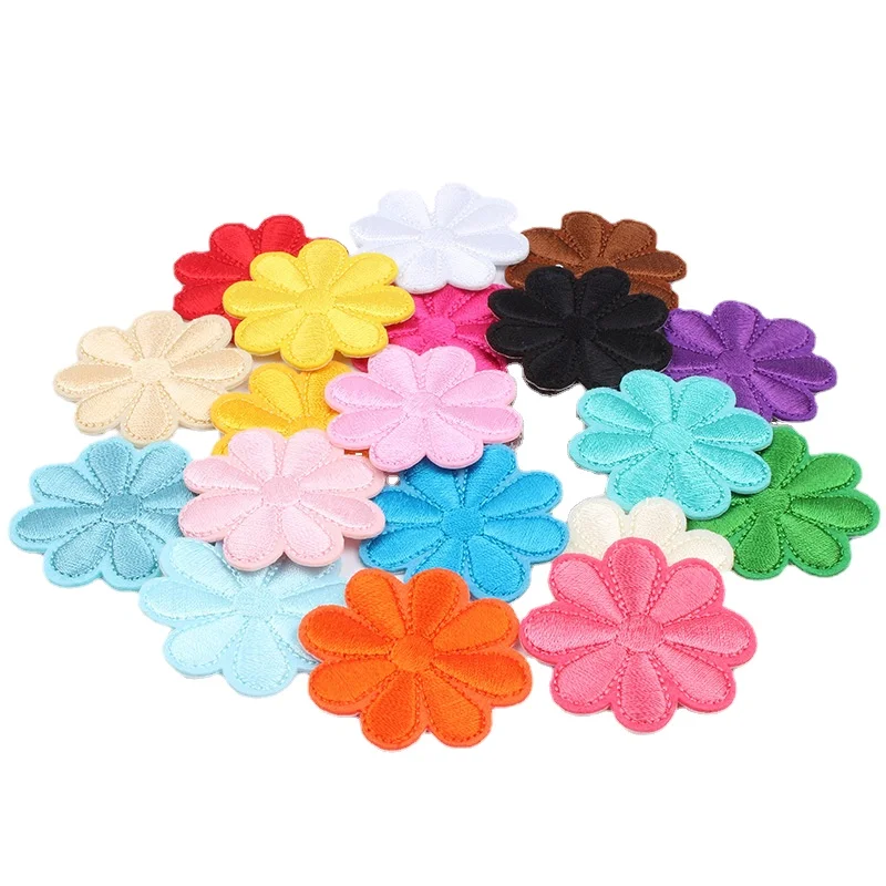 100pcs/Lot Small Embroidery Patch Color Flower Daisy Dress Curtain Shirt Hair Clothing Decoration Accessory Craft Diy Applique