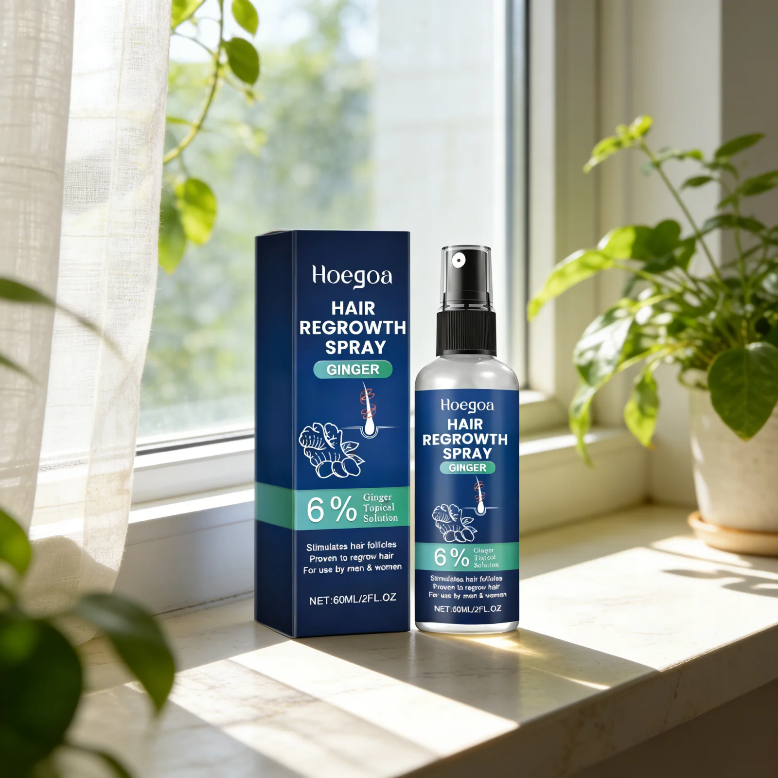 

Hoegoa Ginger Hair Growth Spray Thin Hair Care Damaged Hair Repair Non-greasy Prevent Hair Loss Treatment Hair Regrowth Serum