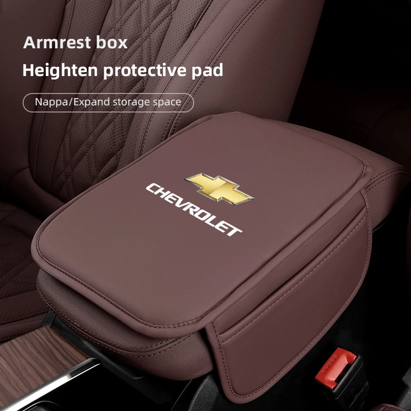 Para chevrolet spark captiva cruze rastreador de couro caixa apoio braço do carro almofada apoio braço central armazenamento bolso capa protetora