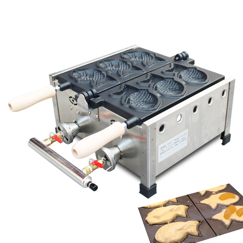 3 pcs LPG gas ice cream taiyaki machine fish shape fish bread waffle cone maker machine not-stick taiyaki waffle maker