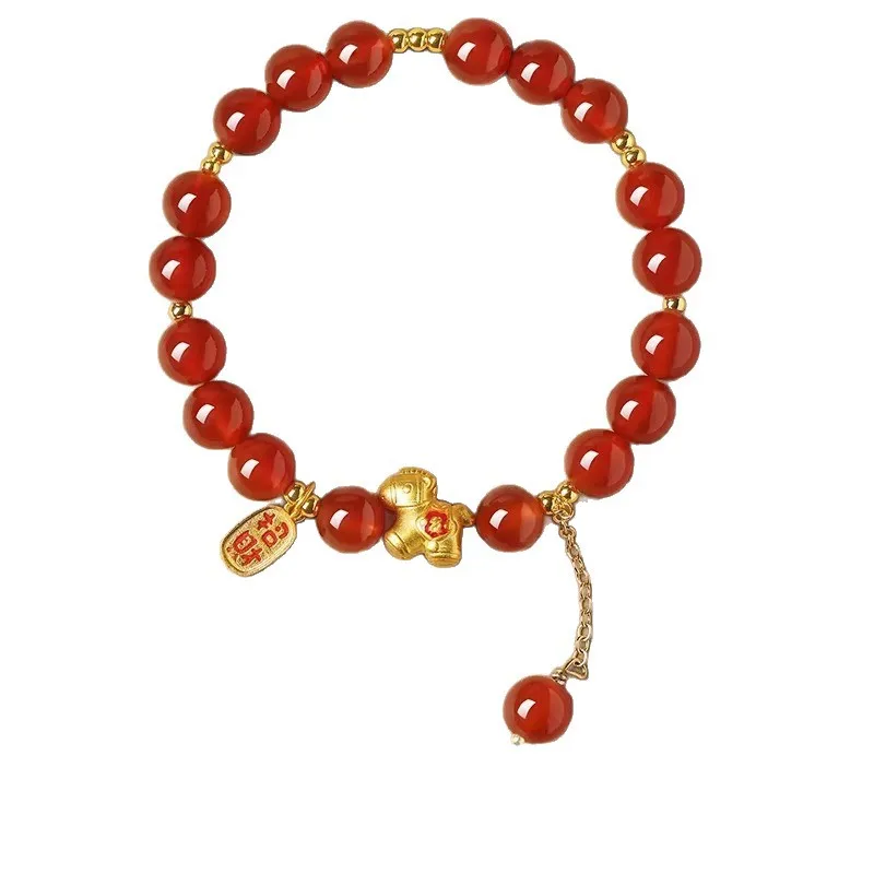 

2026 Year of the Horse Red Agate Bracelet for Women Red Pony Bracelet for Birthday New Year Gifts