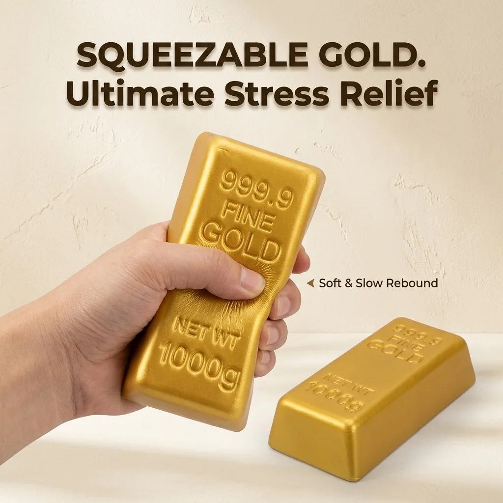 Simulation Gold Brick Kneading Toy for Stress Relief Slow Rebound Creative Gift Idea Gold Bars for Friends