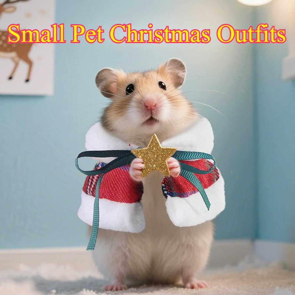 

Christmas Outfits for Small Pet Birds Hamster Goldcrest Shawl Christmas Plaid Cape Parrot Outing Bird Costumes