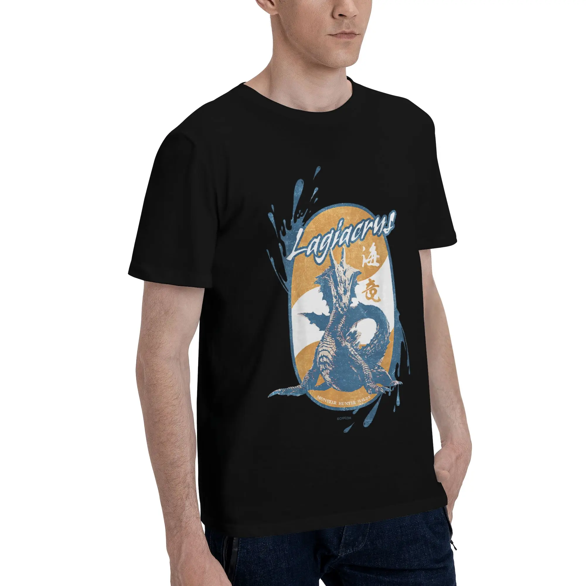 Wilds Lagiacrus BP Novelty 100% Cotton T-Shirt Monster Hunter Tees Tops For Men