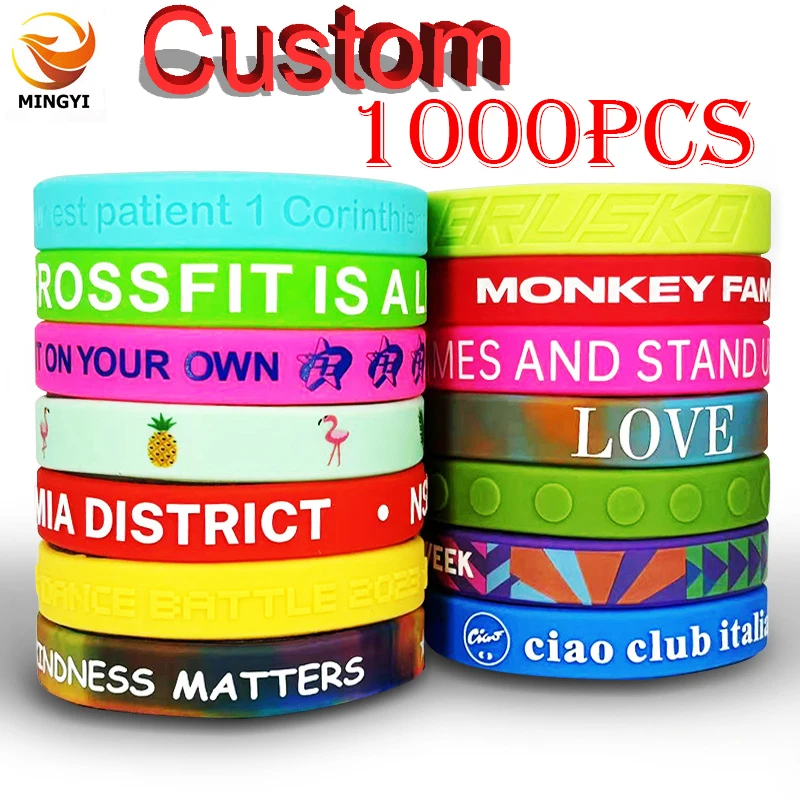 1000PCS Customized Bracelet Printed / Debossed / Embossed Custom Wristband SOS  Engraved Bracelets Ant-lost for Children Adults