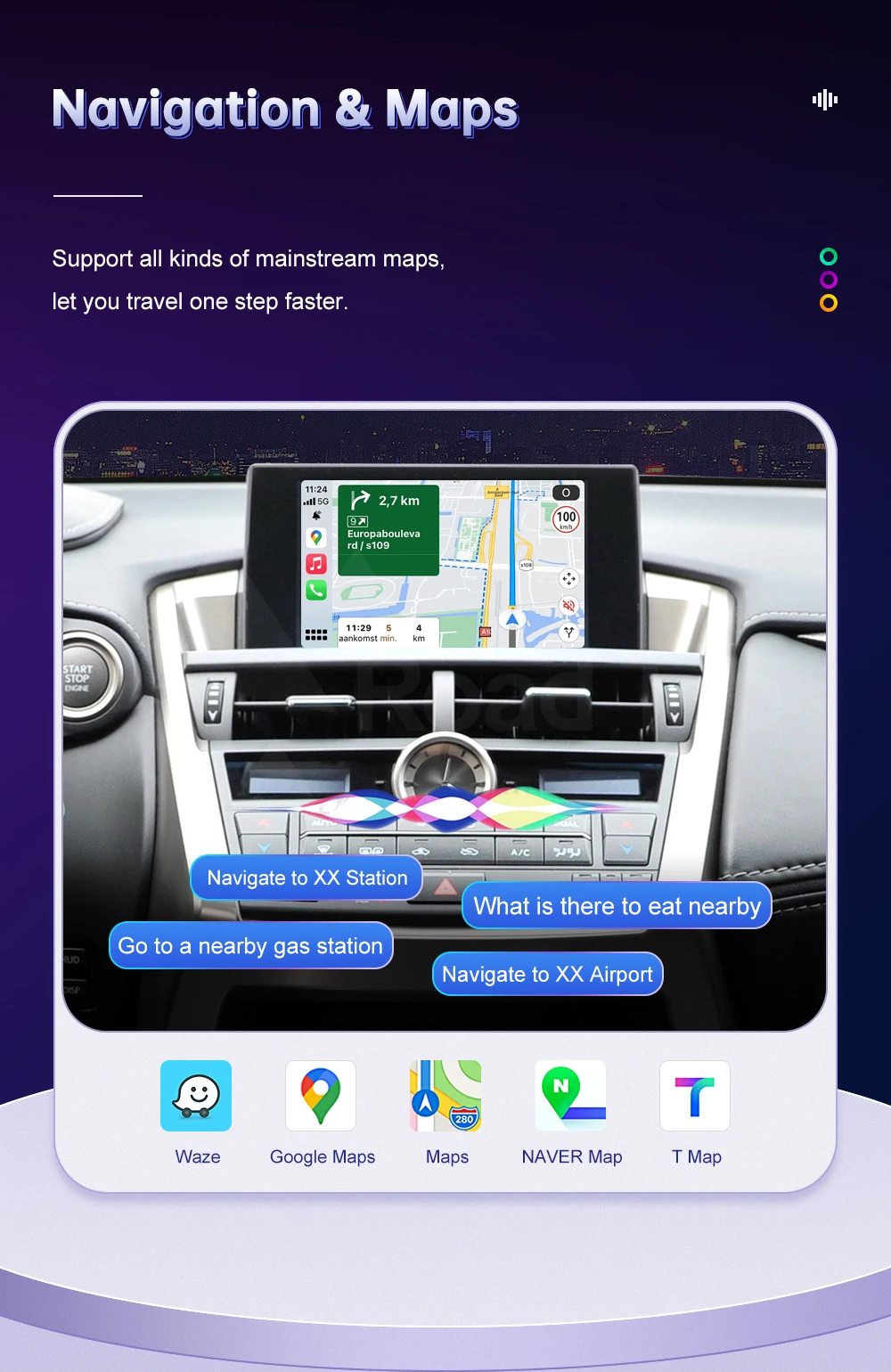 Kabelloses CarPlay Android Auto für Lexus NX RX IS ES GS RC CT LS LX LC UX GX 2014-2019 mit Mirror Link Airplay-Unterstützung Kamera Auto-Player – Detail 9