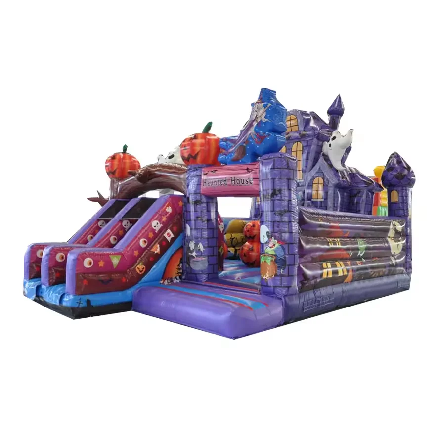 Commercial Rental Ghost House Halloween Themed Inflatable Bouncer Custom Size Inflatable Bouncy Castle With Slide for Halloween