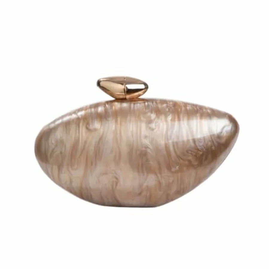 Pochette en acrylique en forme de coquille, sac de soirée tendance en acrylique métallisé, sacs à main et pochettes brillants en forme d'œuf pour femmes, pour mariage et soirée