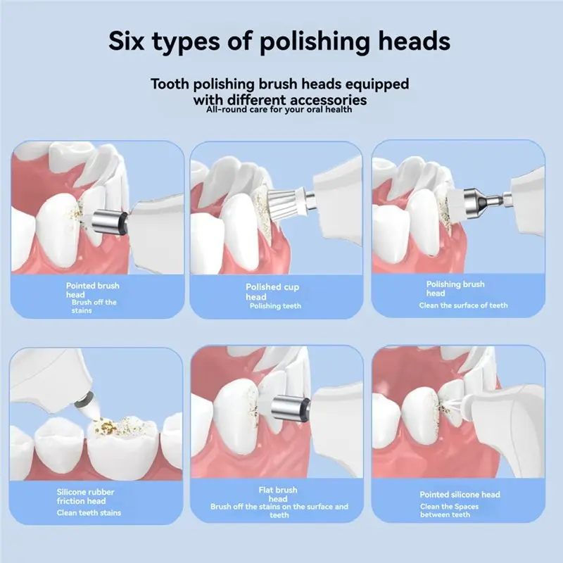 A76G-Electric Teeth Polisher Cleaning And Whitening With 6 Brush Heads,5 Speed Modes 6 Brush Heads 5 Speed Modes