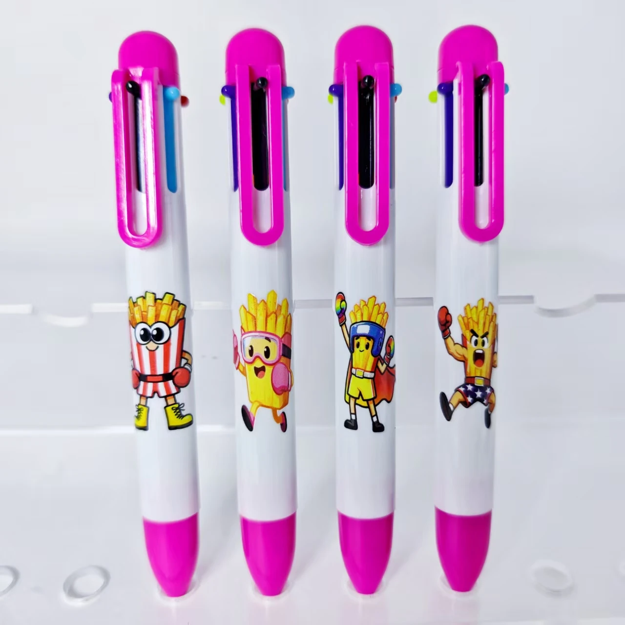 5PCS/9PCS Boxing French Fry Man Shaped Multi Color Ballpoint Pen Daily Office Student Learning Stationery Gift Pen