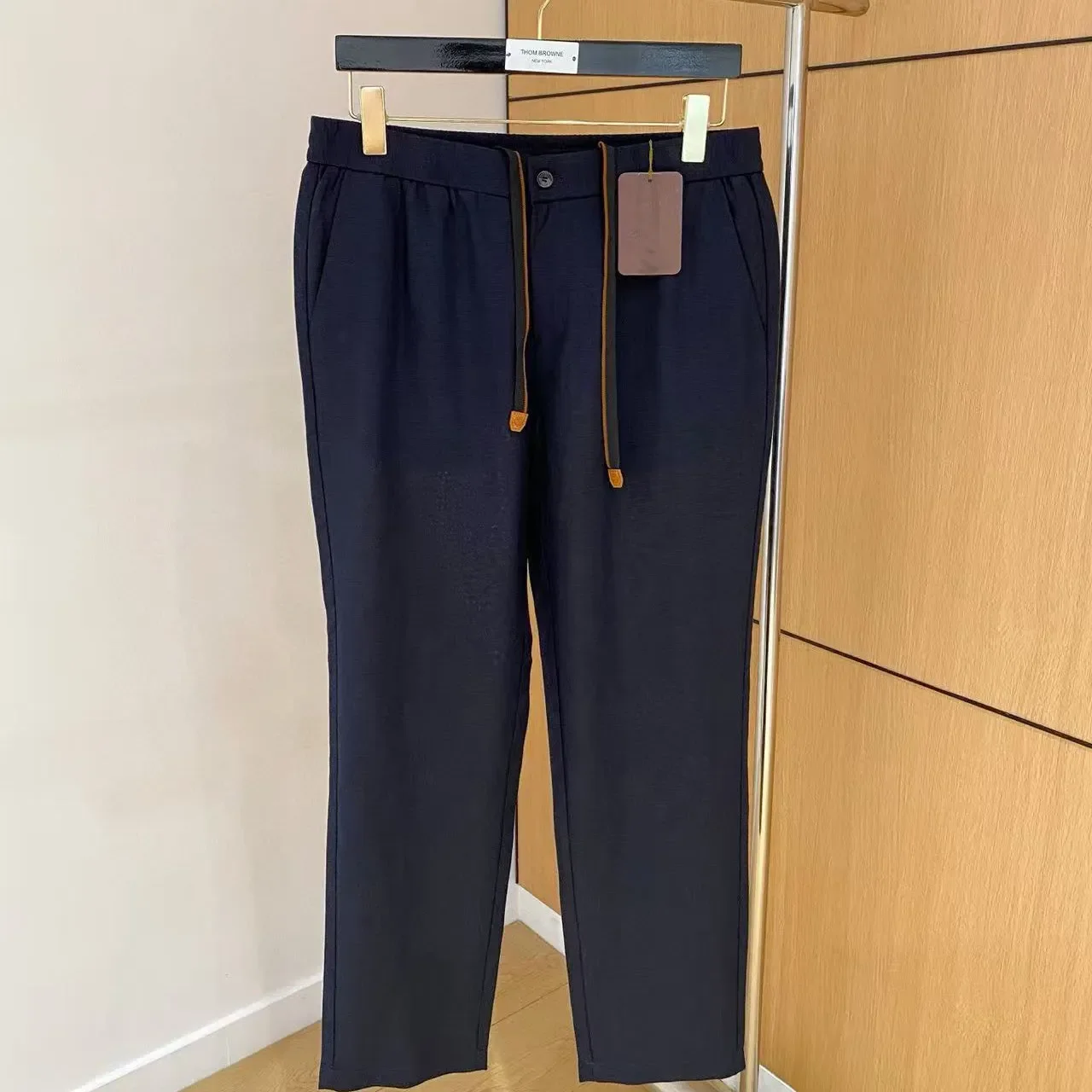 

LP Italian business simple solid color drawstring straight casual pants