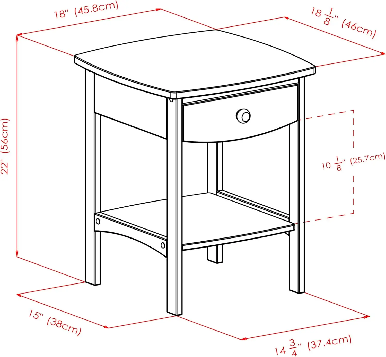 Noções básicas Winsome-mesa final madeira maciça, Nightstand