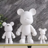 Creative DIY Painting Bear Manual Fluid Painting White Mold Made Doll Figurine Toys Home Room Decoration Doll Figurine Gift