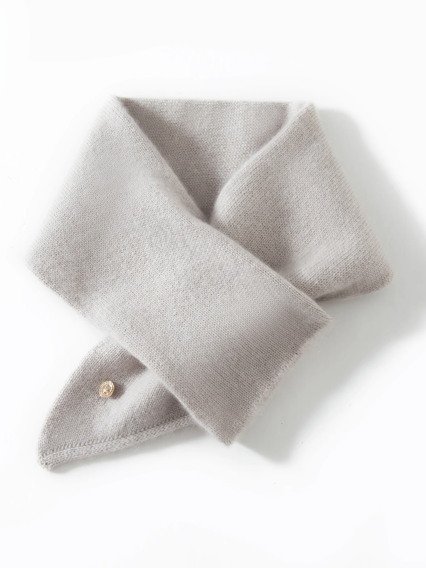 Autumn Winter 100% Merino Wool Knit Scarf for Women Small Cross Button Neck Wrap Soft Warm Short Scarves Lady Clothes Daily Wear