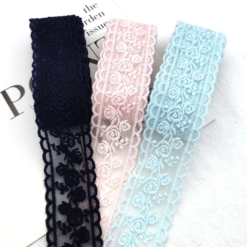 1 Yard 3.5cm Craft Flower Colorful Lace Fabric For Sewing Webbing DIY 3D Embroidered  lace Ribbon Headdress Clothing Trim G212