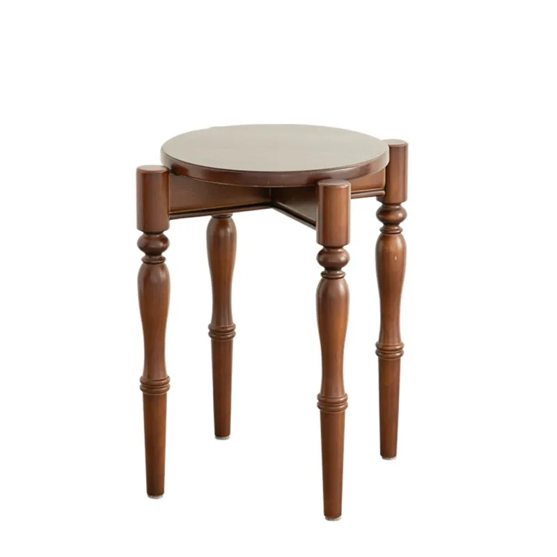 

Solid Wood round Stool Stackable Designer's Creative Medieval Simplicity Space Saving Low Stool for Living Room