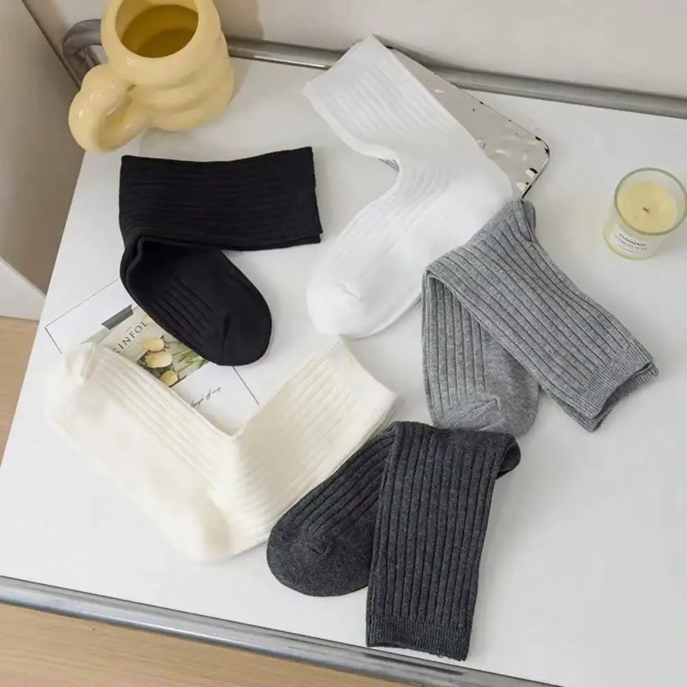 

5 пар новых зимних женских носков, дизайн в серо-белую полоску | Осень/зима, новые поступления/женские длинные носки