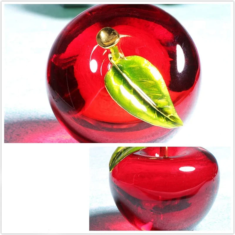 Crystal Apple Paperweight Pretty Crafts Art&Collection Christmas Gifts Home Wedding Decoration Table/Car Ornaments(A)