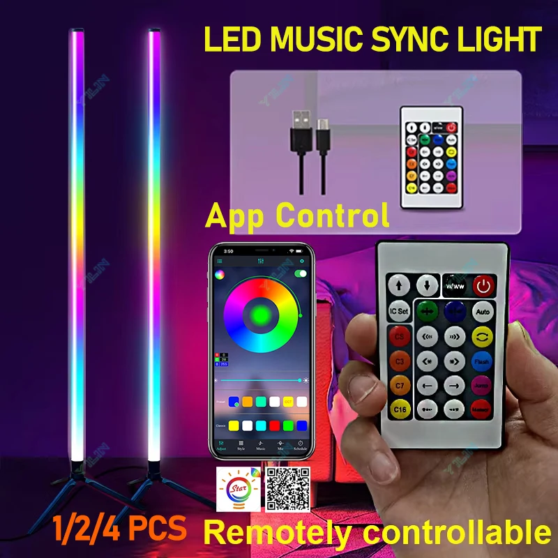 1/2/4PCS Smart LED Stehleuchte105CM RGBWW Fernbedienung Moderne Ecke Stehleuchte Musik Sync Stehenden Ständer Umgebungs Dekor Licht