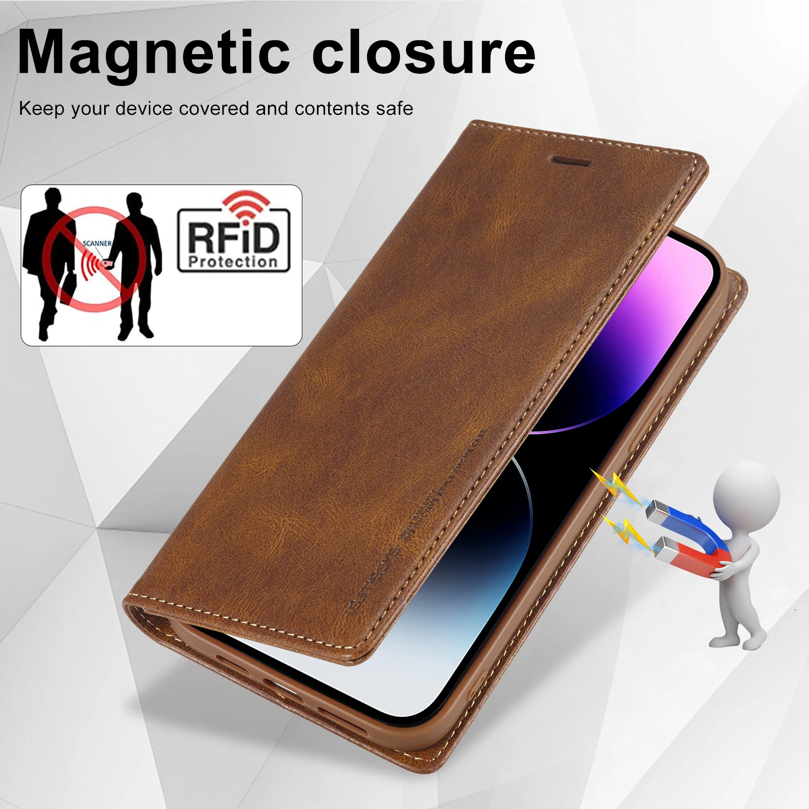 RFID Strong Magnetic Flip Leather Cards Slot Wallet Case For iPhone 14 13 12 11 Pro Max XS Max XR X 8 7 Plus SE 2022 Stand Cover