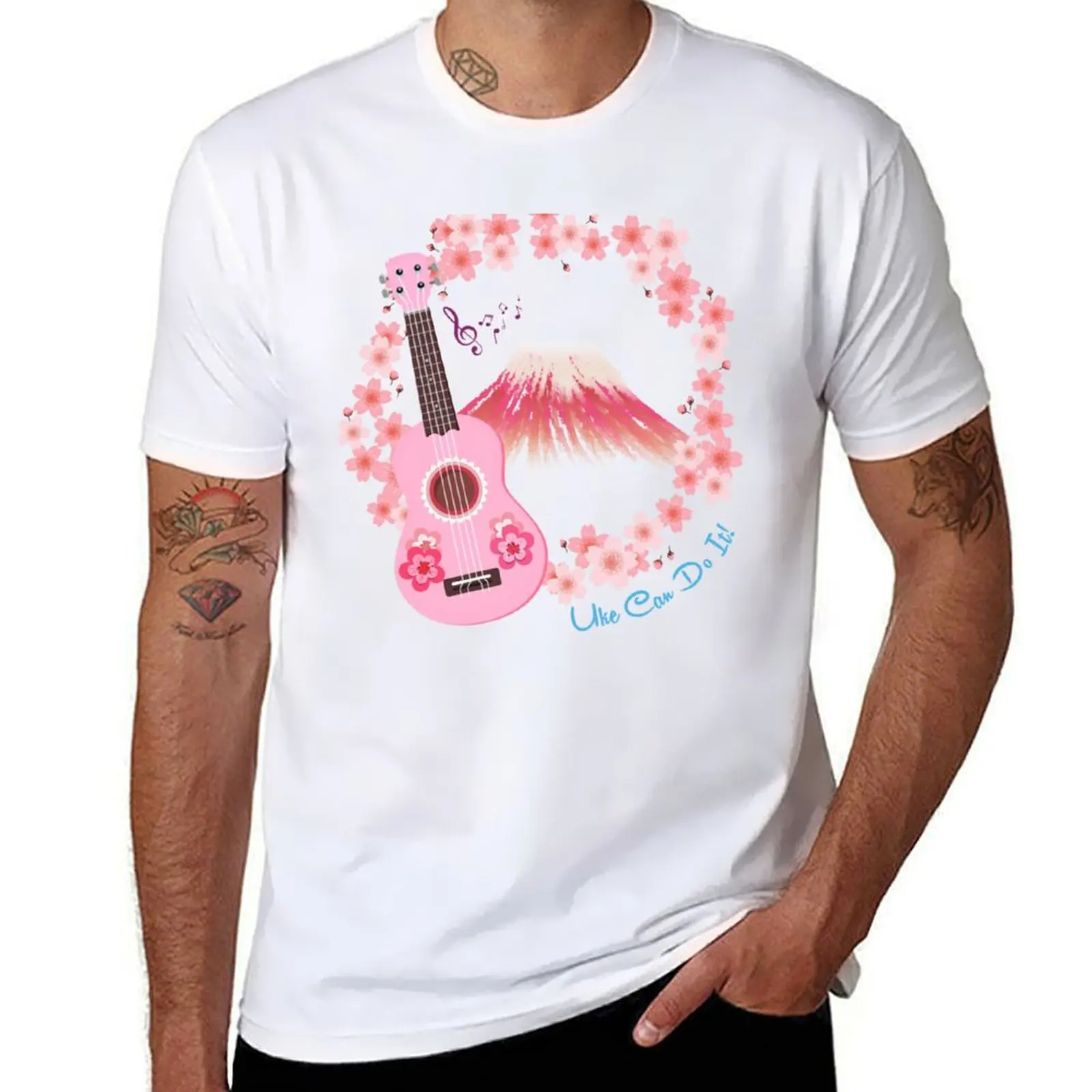 

UKE CAN DO IT - Sakura Ukulele In Spring - Series 02 Sticker T-Shirt t shirts for man slim fit T-Shirt