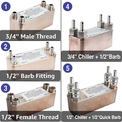 Homebrew Beer Wort Chiller, 30 Plate Heat Exchanger Brewing Beer Cooler Counterflow Chiller, Copper Brazed Floor Water Heating