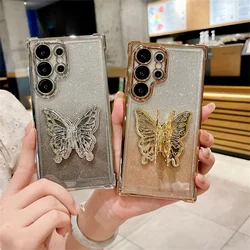 Butterfly Bracket Stand A53 A54 A55 A15 A25 A34 A35 Case for Samsung Galaxy S24 Note 20 S23 S22 Plus S24 Ultra S23 FE Cover