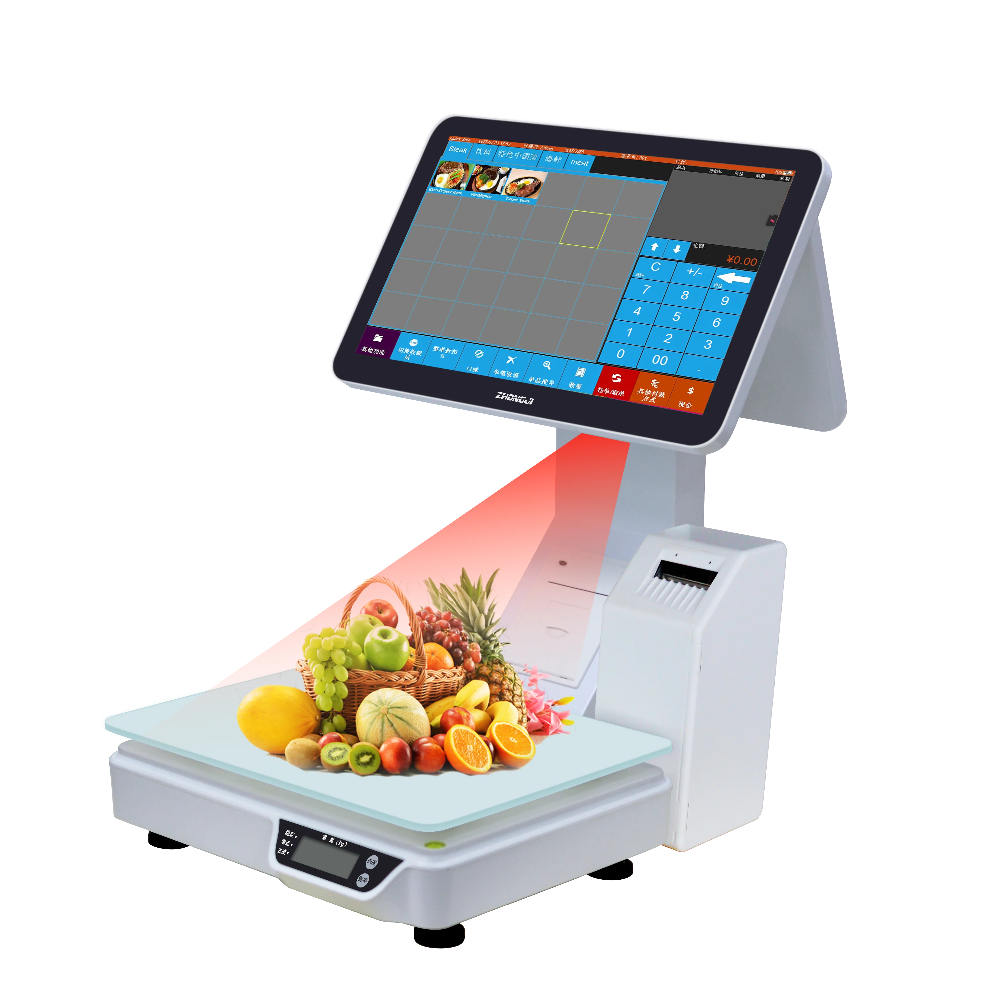 

ZHONGJI ALS2 Android All in One Smart Weighing Touch Screen Pos Cash Reister Scale for Supermarket Fruit Shop