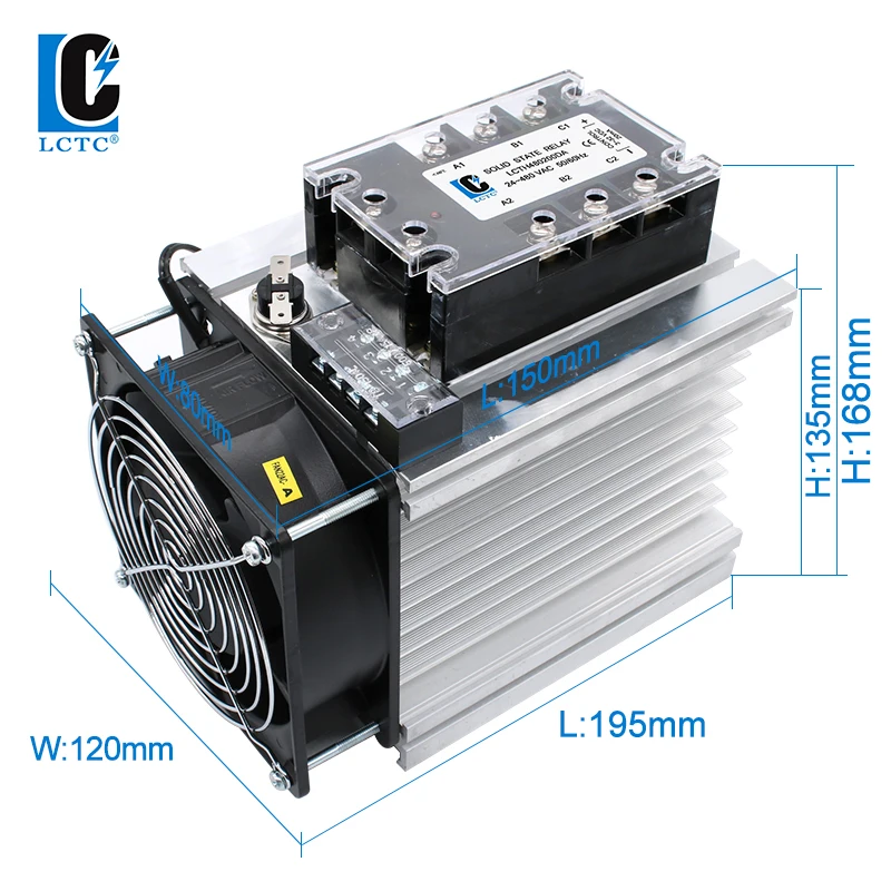 120A 150A 200A high Current 3-32VDC Control Three Phase Solid state Relay With Radiator Integrated for Swithc On-Off