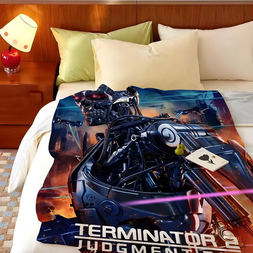 Movie T-The T-Terminator Throw Flannel Throw Blanket, Lightweight Cozy, Durable Washable cute Cool