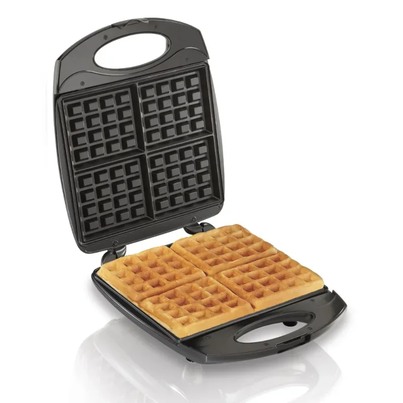 

Non-Stick Belgian Waffle Maker with Indicator Lights, Makes 4 4" x 5" Mini Waffles, Hashbrowns or Keto Chaffles at Once(26020)