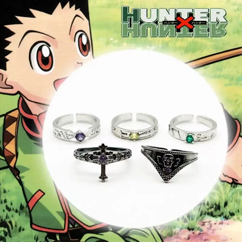 

Кольцо Hunter X Hunter для пары, регулируемое, с мультяшным дизайном, аниме-аксессуар, модный тренд, нишевый легкий люкс, подарок
